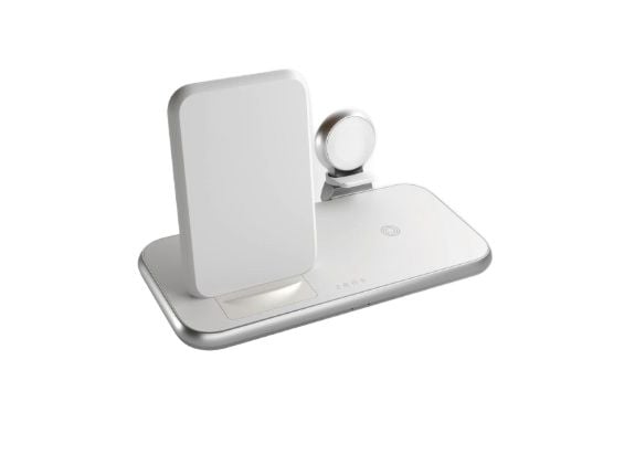 Zens Aluminium Series 4 in 1 - Trådløst ladestativ + AC-strømadapter - 45 watt - Apple Fast Charge, FC (USB) - på kabel: USB-C - hvit