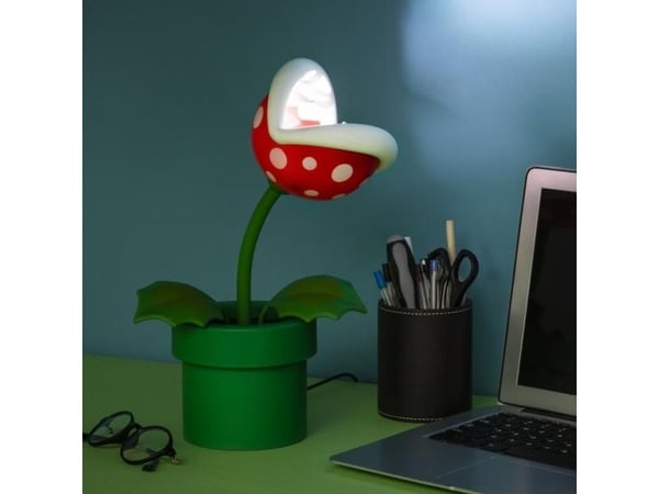 Paladone Piranha Plant Posable Lamp BDP, Grønn, Rød, Hvit, Plast, Barnerom, Hjemme kontor, Barnerom, Super Mario, 1 ampuller, LED