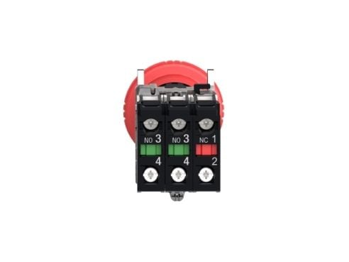Harmony nødstop komplet med Ø40 mm paddehoved i rød farve med tryk/drej funktion og 1xNO+2xNC