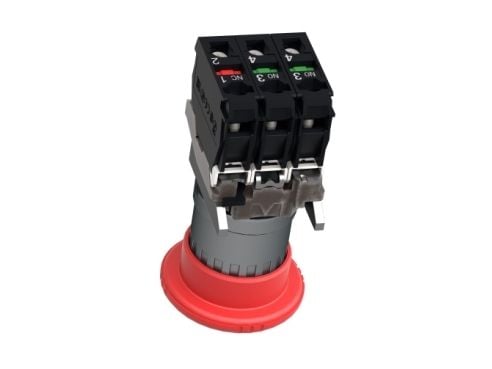 Harmony nødstop komplet med Ø40 mm paddehoved i rød farve med tryk/drej funktion og 1xNO+2xNC