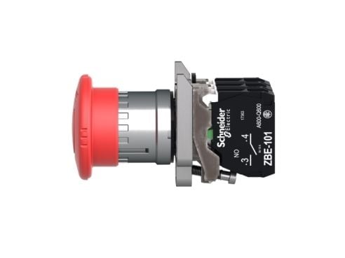 Harmony nødstop komplet med Ø40 mm paddehoved i rød farve med tryk/drej funktion og 1xNO+2xNC