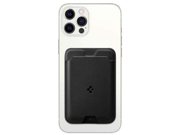 Spigen AMP02284, Kortholder, Svart, PU lær, Apple, iPhone 14 / 14 Plus / 14 Pro / 14 Pro Max (2022) iPhone 13 mini / 13 / 13 Pro / 13 Pro Max (2021...
