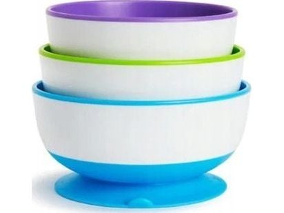 Munchkin Stay Put Suction Bowls, Blå, Grön, Lila, 6 månad (er), Plast