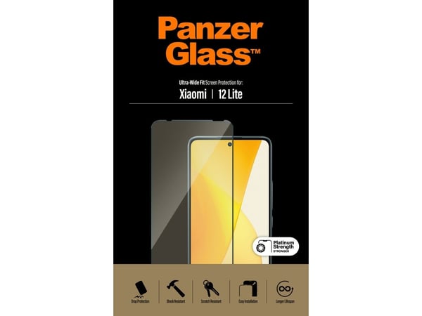 PanzerGlass - Skjermbeskyttelse for mobiltelefon - ultrabred passform - glass - rammefarge svart - for Xiaomi 12 Lite