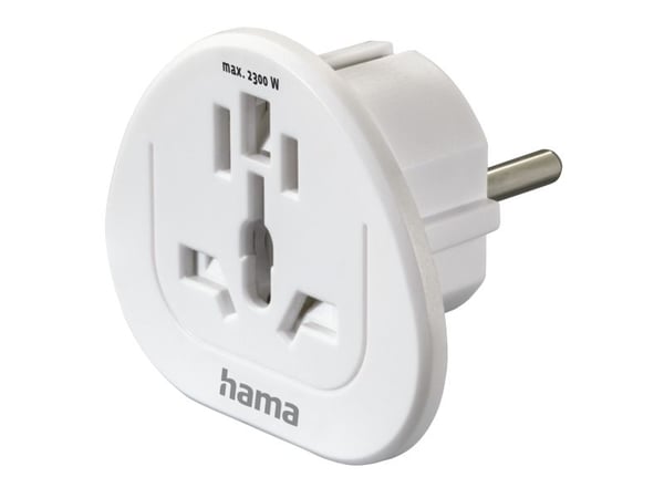 Hama - Adapter för effektkontakt - Typ F, Typ E (P) till Typ A, typ B, Typ G, Typ I, Typ J, Typ L (R) - AC 250 V - 15 A - inomhus - vit