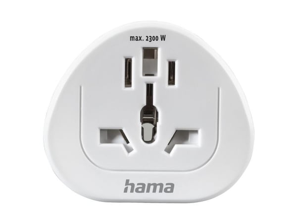 Hama - Adapter för effektkontakt - Typ F, Typ E (P) till Typ A, typ B, Typ G, Typ I, Typ J, Typ L (R) - AC 250 V - 15 A - inomhus - vit