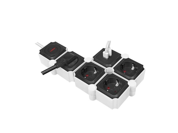 LogiLink 4-tie-pistokeliitin, 4xCEE 7/3 + 2xUSB-A, 1,5m