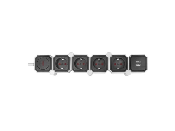 LogiLink 4-tie-pistokeliitin, 4xCEE 7/3 + 2xUSB-A, 1,5m
