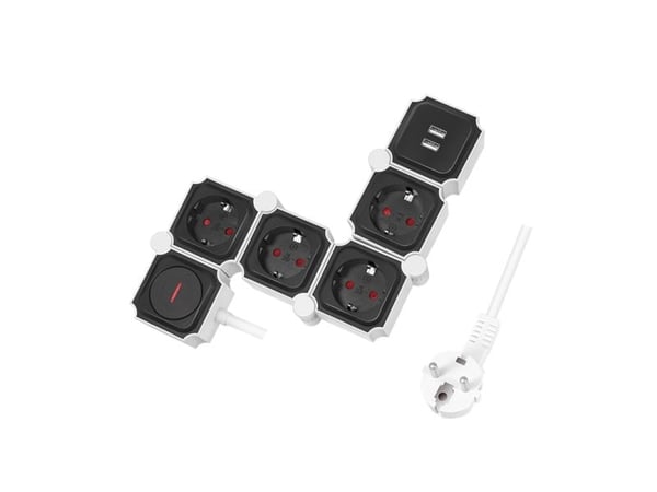 LogiLink 4-tie-pistokeliitin, 4xCEE 7/3 + 2xUSB-A, 1,5m