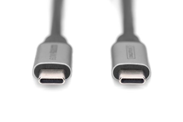 DIGITUS - USB-kontakt - USB-C (hann) til USB-C (hann) - 20 V - 3 A - 1 m - 4K-støtte - svart