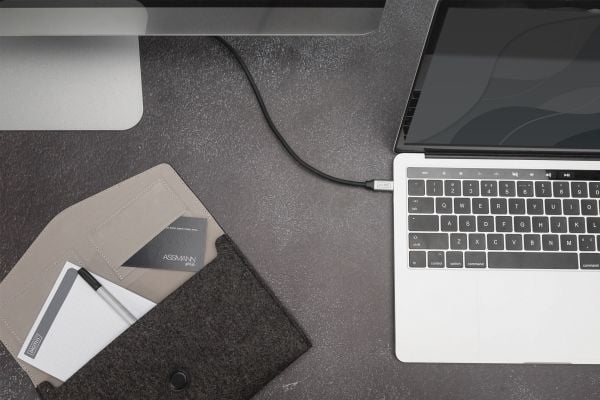 DIGITUS - USB-kontakt - USB-C (hann) til USB-C (hann) - 20 V - 3 A - 1 m - 4K-støtte - svart