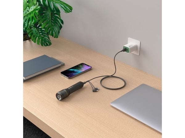 GP Batteries CY1N, 1 m, USB A, USB C/Micro-USB B/Lightning, 480 Mbit/s, Harmaa