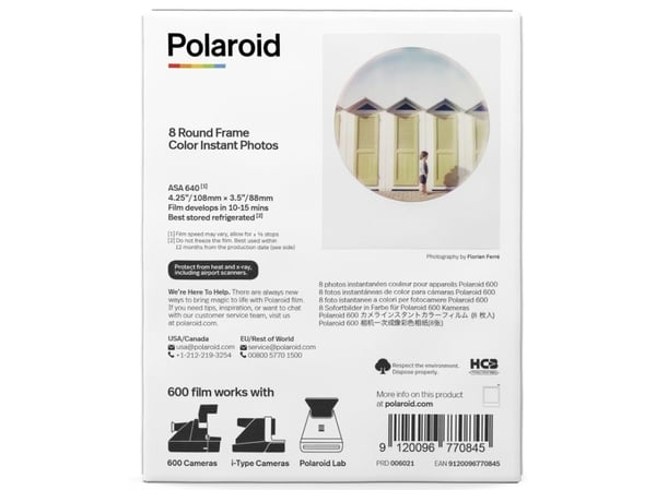 Polaroid 600 - Round Frame Edition - hurtigvirkende fargefilm - 600 - ASA 640 - 8 eksponeringer