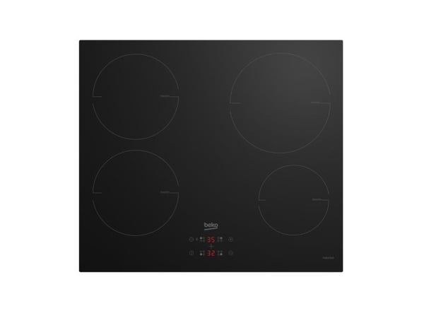 Beko BBSM12340X, Sonebasert induksjon, 4 zone(s), Glass, Rustfritt stål, Berøringskontroll, Rund