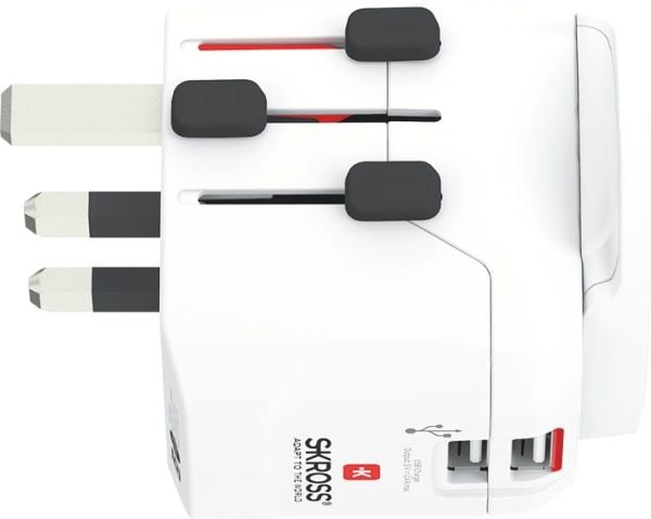 Skross PRO Light USB (2xA) - World, Universaali, Universaali, 100 - 250 V, 50 - 60 Hz, 6,3 A, Valkoinen