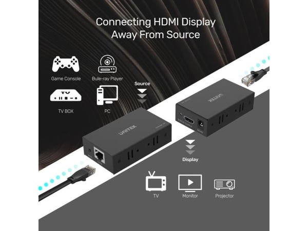 UNITEK EXTENDER HDMI OVER ETHERNET, 60M, V100A