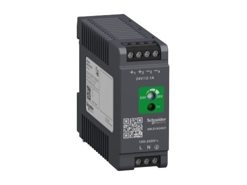 Modicon switchmode strømforsyning optimized til DIN-skinne med 24 VDC 50 W-2,1 A udgang og 100-240 V