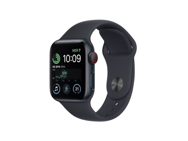 Apple Watch SE (GPS + Cellular) - 2. generasjon - 40 mm - midnattsaluminium - smartklokke med sportsbånd - fluorelastomer - midnatt - båndbredde: R...