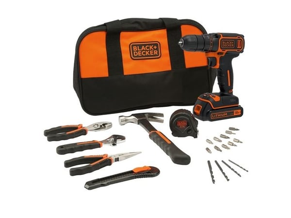 Black & Decker BDCDC18HTSA-QW, Boremaskin med pistolgrep, Nøkkel, 2,5 cm, 1 cm, Batteri, Lithium-Ion (Li-Ion)