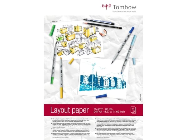 Tombow Layout blok A4 75g hvid med 75 ark
