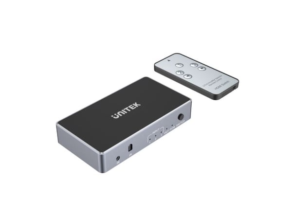 Unitek - Video/lyd splitter/bryter - 3 in, 1 out, 4K x HDMI - stasjonær