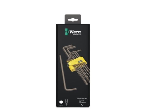 Wera 05021721001, L-formet hex-nøkkelsett, Imperisk, 13 stykker, 0.5,1/4,1/8,1/16,3/16,3/8,3/32,5/16,5/32,5/64,7/32,7/64,9/64"