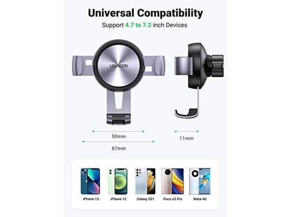 Ugreen - Bilholder for mobiltelefon - gravity, air vent, auto lock - from 4.7" to 7.2"
