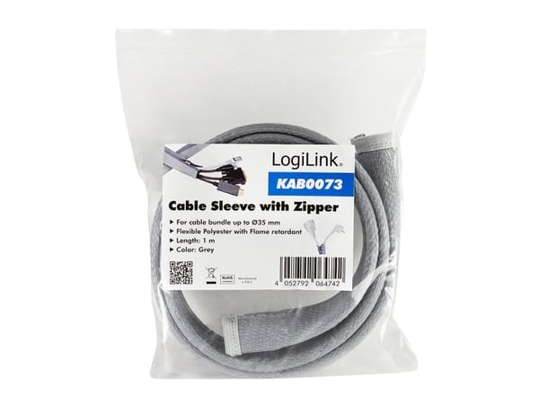LogiLink KAB0073, Kabelstyring, Grå, Polyester, Ridseresistent, 1000 m, 50 mm