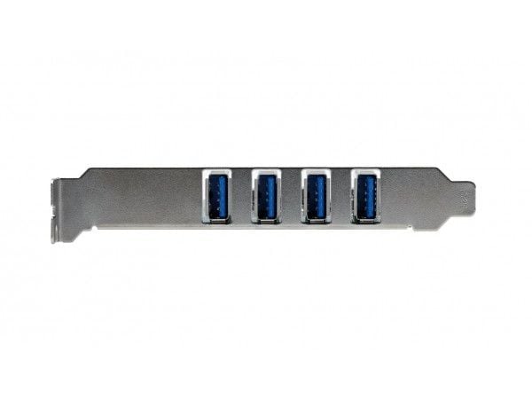 EXSYS EX-11044, PCIe, USB 3.2 Gen 1 (3.1 Gen 1), Honkoppling, Fullhöjd/låg profil, 4x External USB 3.2 Gen 1 A-female, Grön, Silver