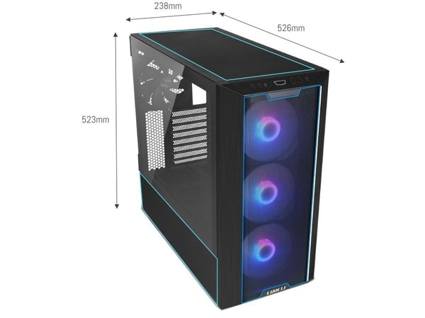 Lian Li Lancool III , Midi Tower, PC, Sort, Gjennomsiktig, ATX, EATX, Micro ATX, Mini-ITX, Aluminium, SGCC, Herdet glass, Multi