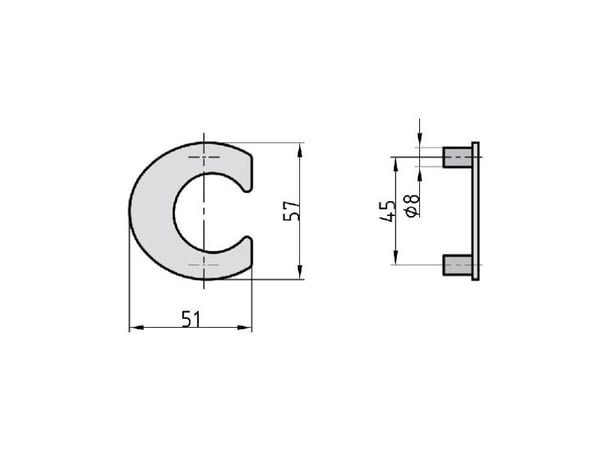 BASI HN 150, Dekorativ bokstav, Rustfritt stål, Rustfritt stål, 51 mm, 57 mm, 91 g