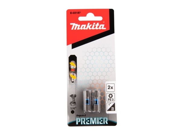 Makita Impact Premier - Spiss for skrutrekker - 2 deler - pozidriv - PZ3 - heksagonal - lengde: 25 mm