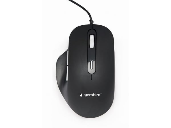 Gembird - Mus - ergonomisk - optisk - 6 knapper - kablet - USB 2.0 - svart - giftbox with transparent window