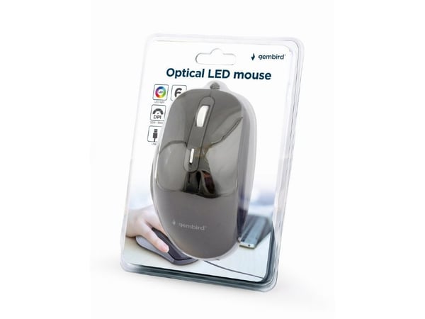 Gembird - Mus - ergonomisk - optisk - 6 knapper - kablet - USB 2.0 - svart - giftbox with transparent window