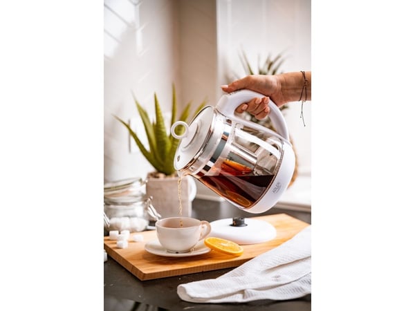Adler AD 1299, 1,5 L, 1850 W, Hvit, Glass, Justerbar termostat, Vannmåler