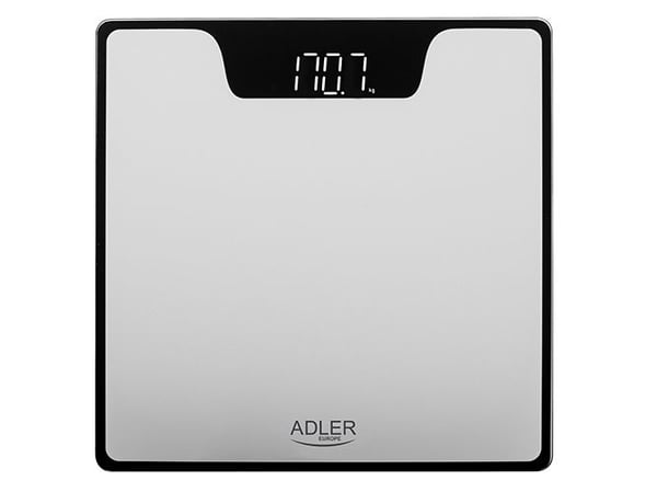 Adler AD 8174s, Sähkökäyttöinen henkilövaaka, 180 kg, 100 g, Hopea, kg/lb, Suorakulmio