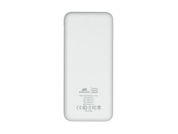 Rivacase VA2041, 10000 mAh, Lithium Polymer (LiPo), 3,7 V, 10 W, Hvit