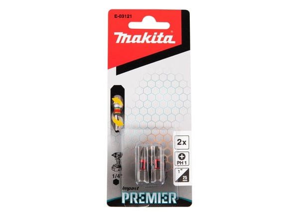 Makita Impact Premier - Ruuvimeisselin kärki - 2 kpl - Phillips - PH1 - kuusiokolo - pituus: 25 mm