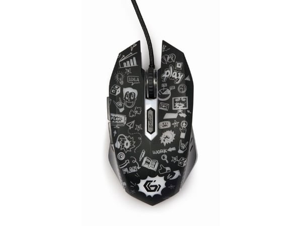 Gembird MUS-6B-GRAFIX-01 - Mus - ergonomisk - cartoon style graphic design - optisk - 6 knapper - kablet - USB - svart - giftbox with transparent w...