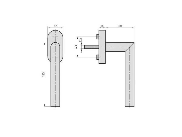 BASI 7308-1008, Vindushåndtak, Rustfritt stål, Rustfritt stål, Monokromatisk