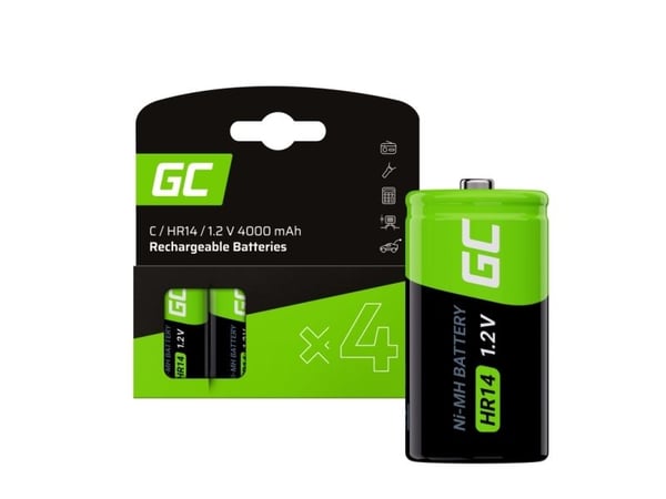 Green Cell - Batteri 4 x C - NiMH - (genopladelige) - 4000 mAh - sort