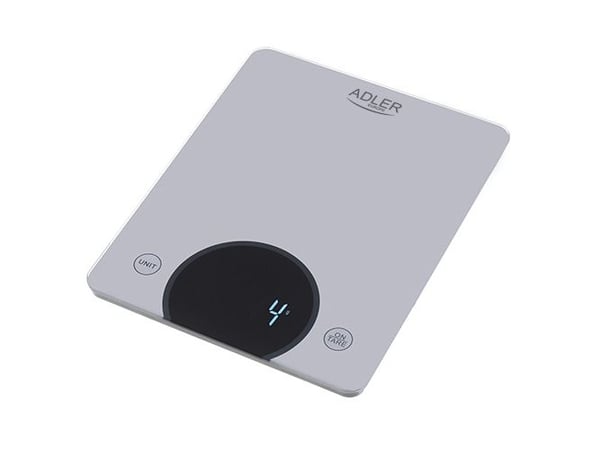 Adler AD 3173S, Elektronisk kjøkkenvekt, 10 kg, 1 g, Grå, Glass, Innebygget