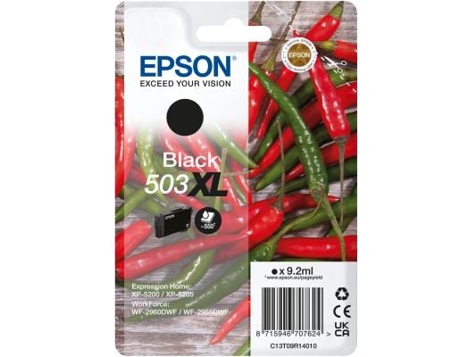 Epson 503XL - 9.2 ml - XL - svart - original - blære med RF/lyd-alarm - blekkpatron - for Expression Home XP-5200, XP-5205; WorkForce WF-2960DWF, W...