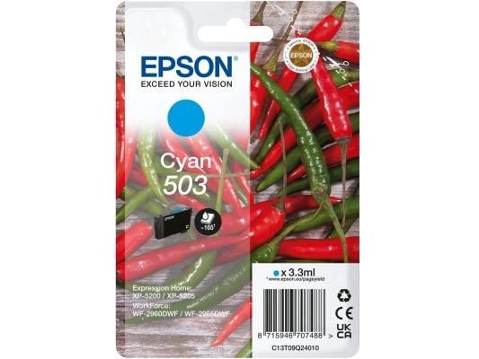 Epson 503 Singlepack - 3.3 ml - cyan - original - blære med RF/lyd-alarm - blekkpatron - for Expression Home XP-5200, XP-5205; WorkForce WF-2960DWF...