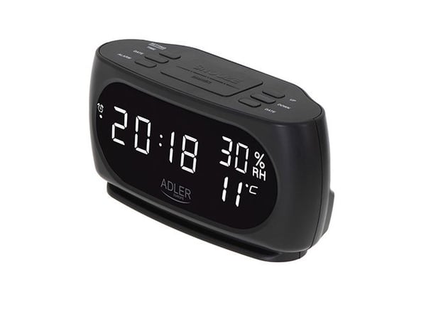Adler AD 1186, Digital vekkerklokke, Sort, LED, AC, 182 mm, 88 mm