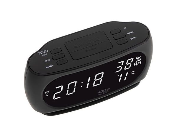 Adler AD 1186, Digital vekkerklokke, Sort, LED, AC, 182 mm, 88 mm