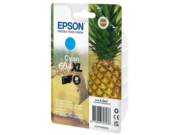 Epson 604XL - 4 ml - syaani - alkuperäinen - läpipainopakkaus, jossa RF/akustinen hälytys - värikasetti - Expression Home XP-2200, 2205, 3200, 3205...