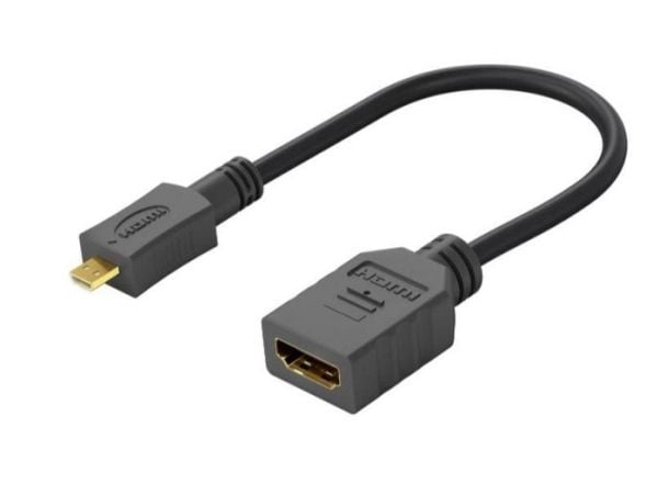 MicroConnect - HDMI-adapter - 19 pin micro HDMI Type D hann til HDMI hunn - 15 cm - svart - 4K 60Hz støtte