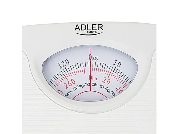 Adler AD 8151W, Mekanisk personvekt, 130 kg, 1 kg, Hvit, Rektangel, Analog