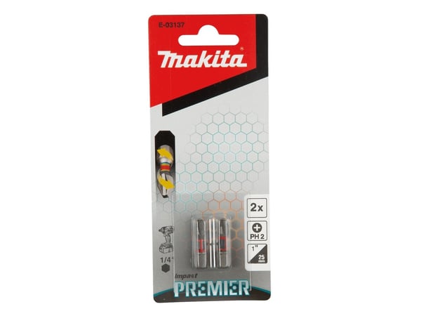 Makita Impact Premier - Spiss for skrutrekker - 2 deler - phillips - PH2 - heksagonal - lengde: 25 mm